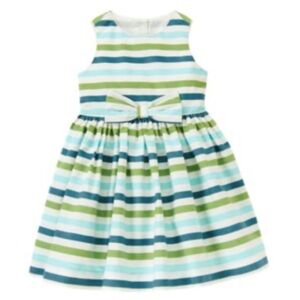 Janie and Jack Collection Summer Rose Bow Stripe Girls Dress
